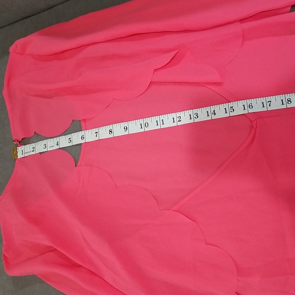 Guess Long Sleeve Cropped Top Blouse Size S Magenta - Picture 10 of 12